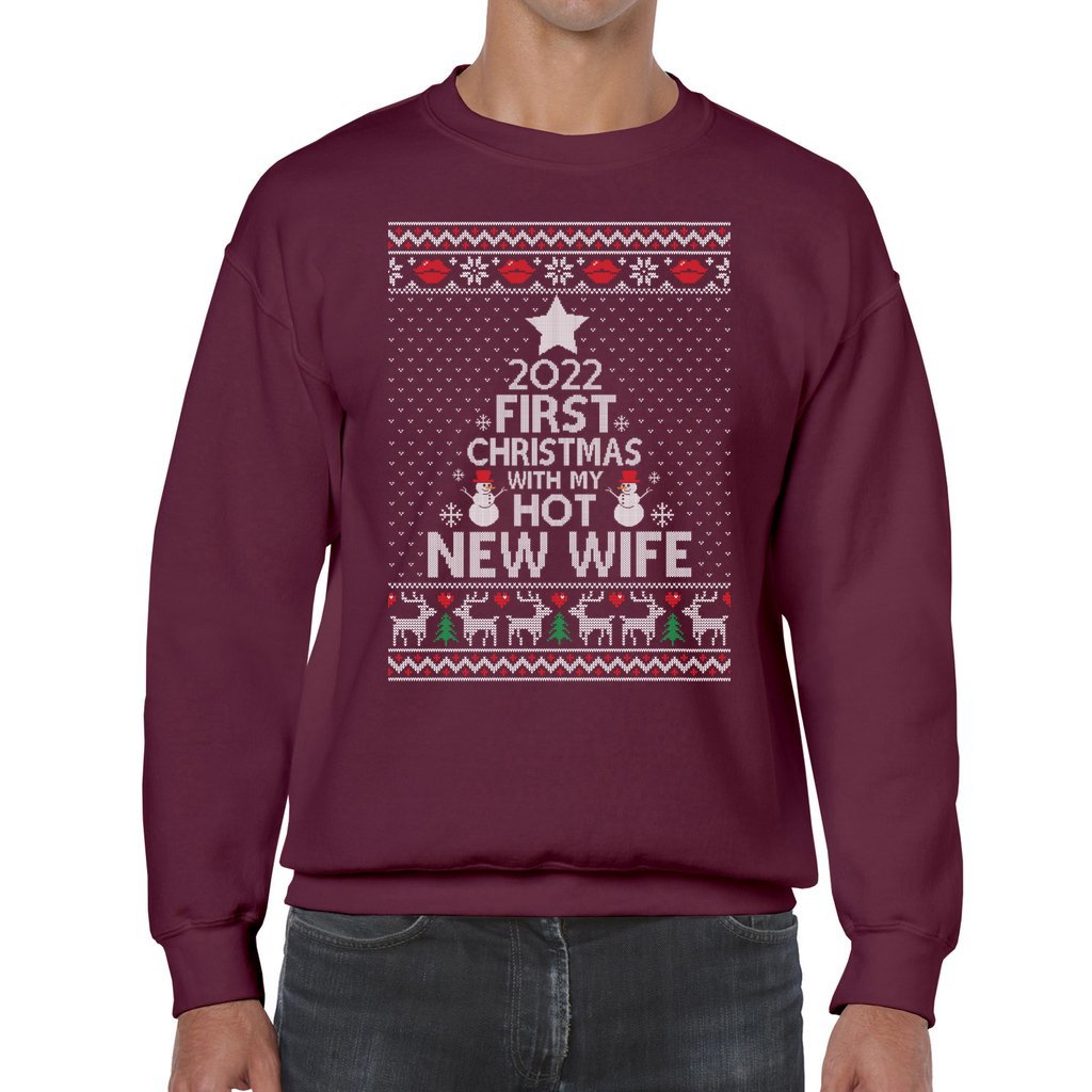 First Christmas With My Hot New Wife 2022 Ugly Christmas Sweater - Image 7