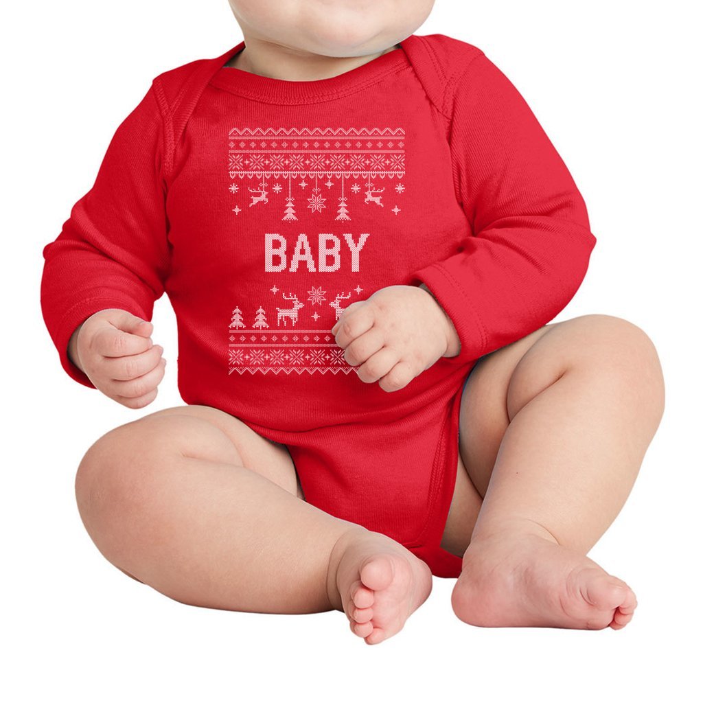 Baby Long Sleeve Bodysuit Matching Christmas Sweaters For Family
