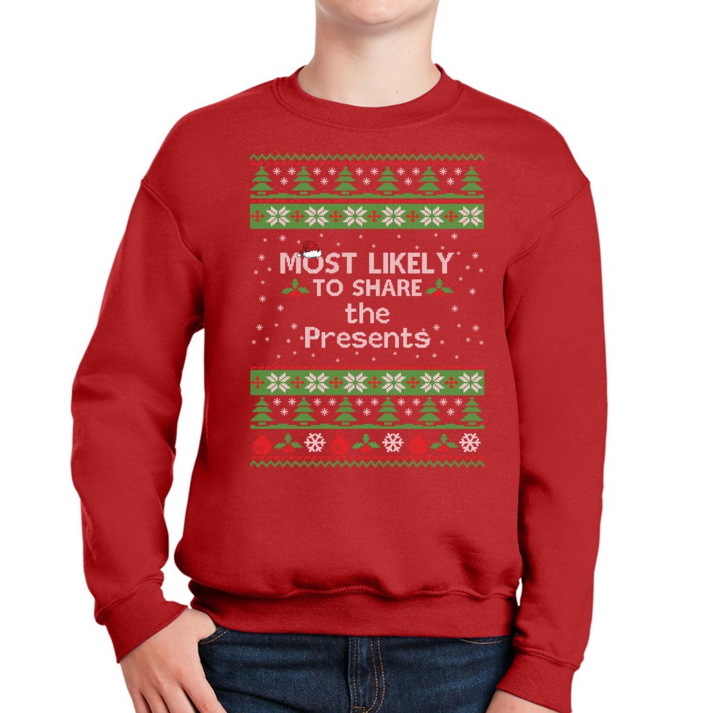 Most Likely To Share The Presents Kids Christmas Sweaters - Image 4
