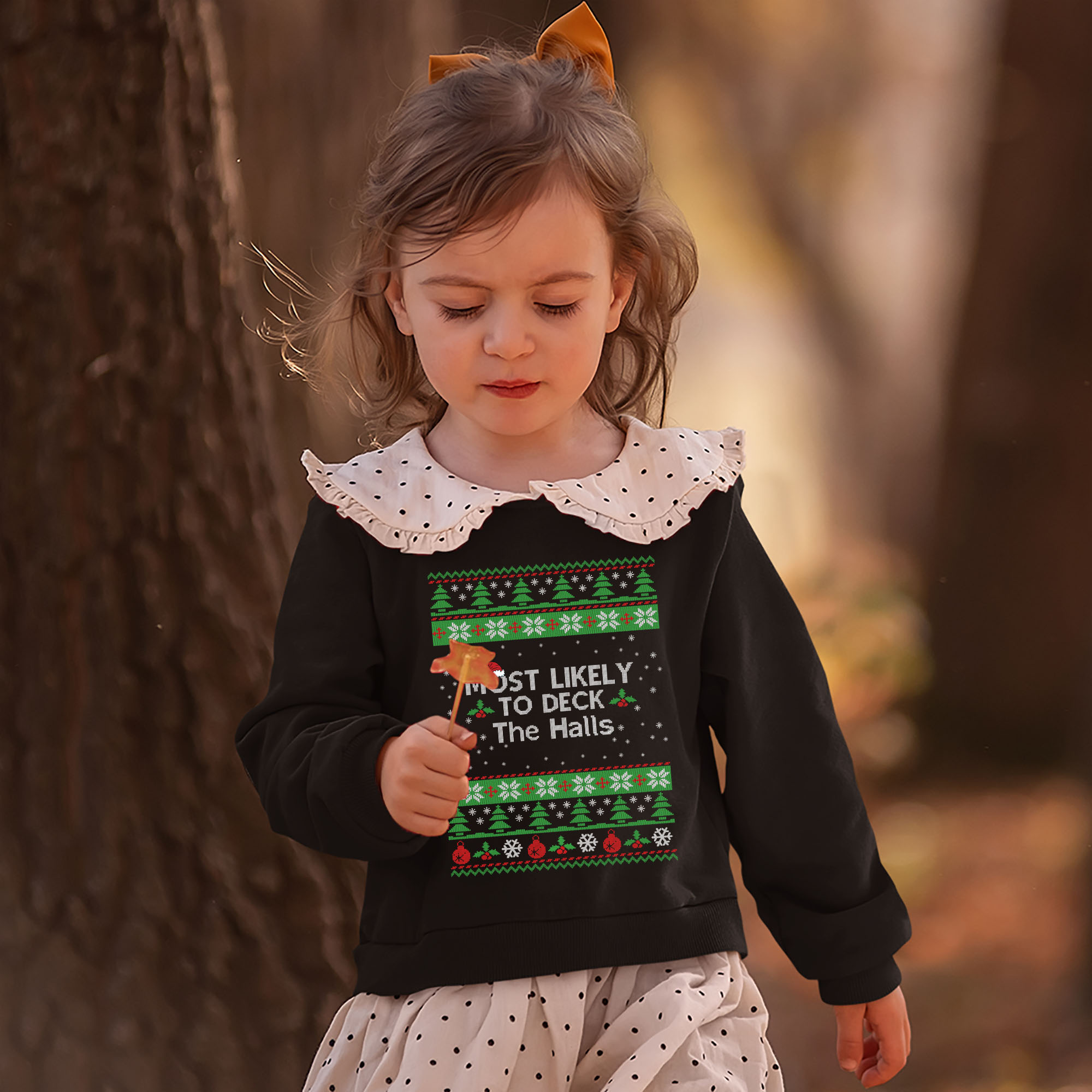 Most Likely To Deck The Halls Ugly Christmas Sweaters For Kids