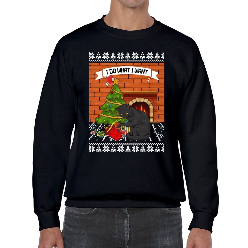 Mischievous Black Cat Women's Ugly Christmas Sweater - Image 8