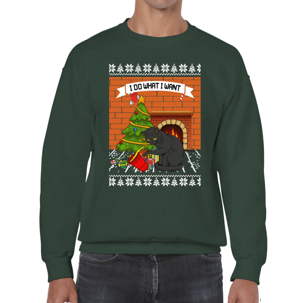 Mischievous Black Cat Women's Ugly Christmas Sweater - Image 7