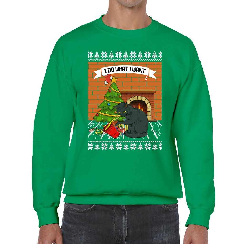 Mischievous Black Cat Women's Ugly Christmas Sweater - Image 4