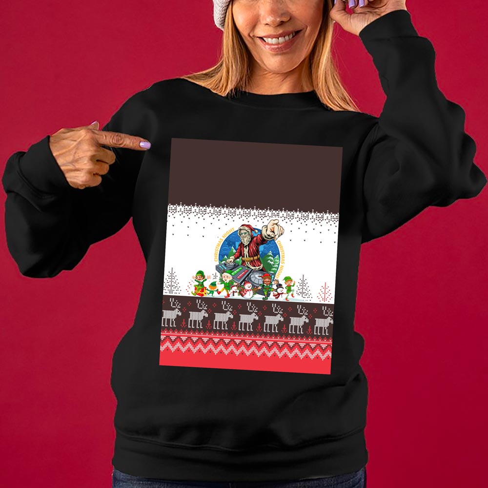 Funny DJ Santa Women's Ugly Sweater