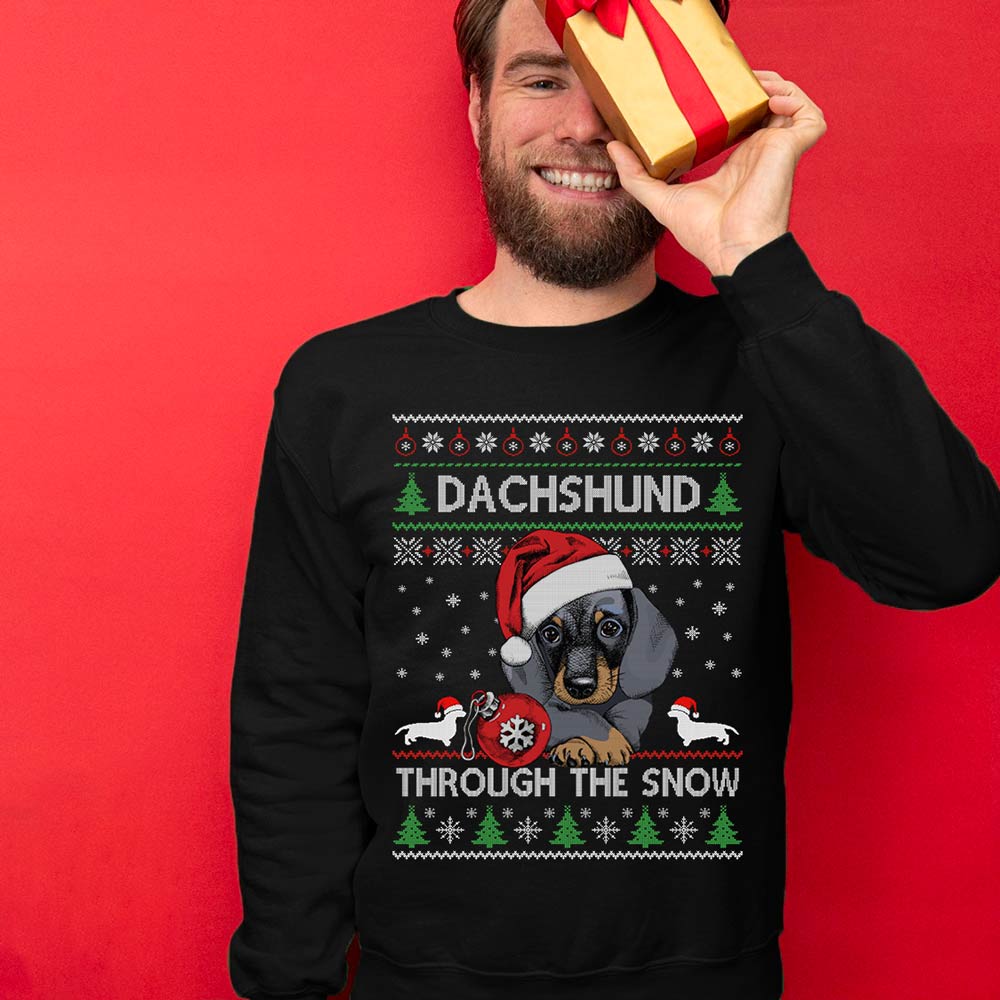 Dachshund Through The Snow Men's Ugly Sweater