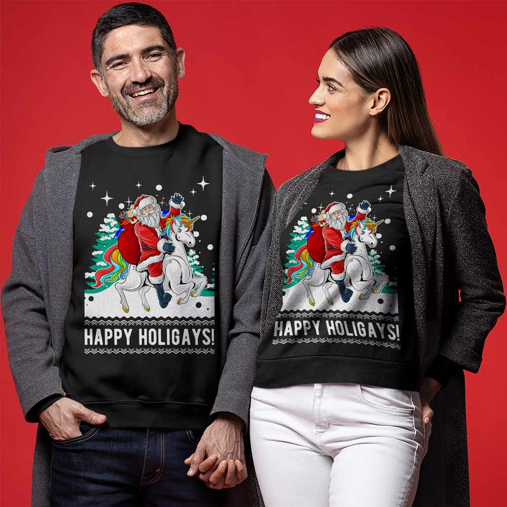 Funny Santa Happy Holigays Ugly Christmas Sweater