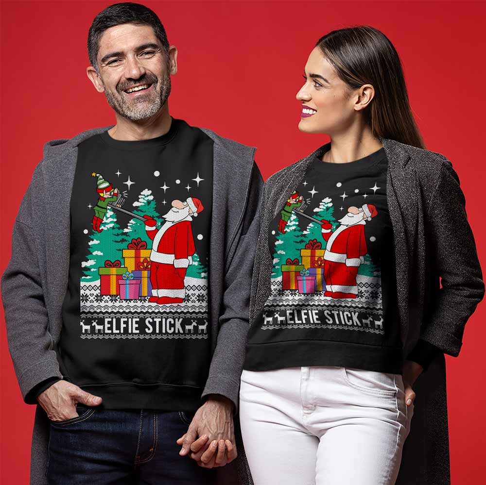 Elf Santa Selfie Ugly Christmas Sweater
