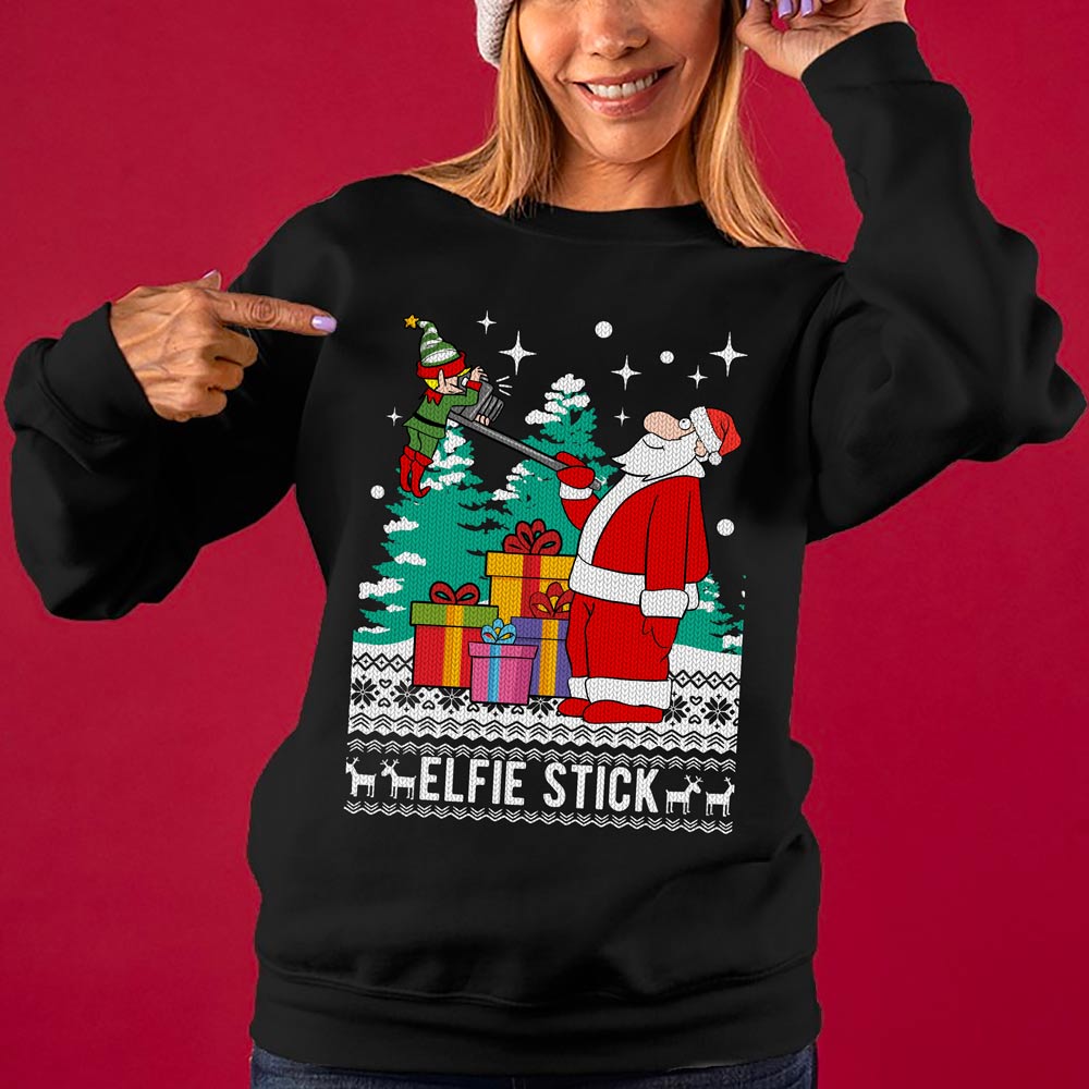 Elf Santa Selfie Women's Ugly Christmas Sweater