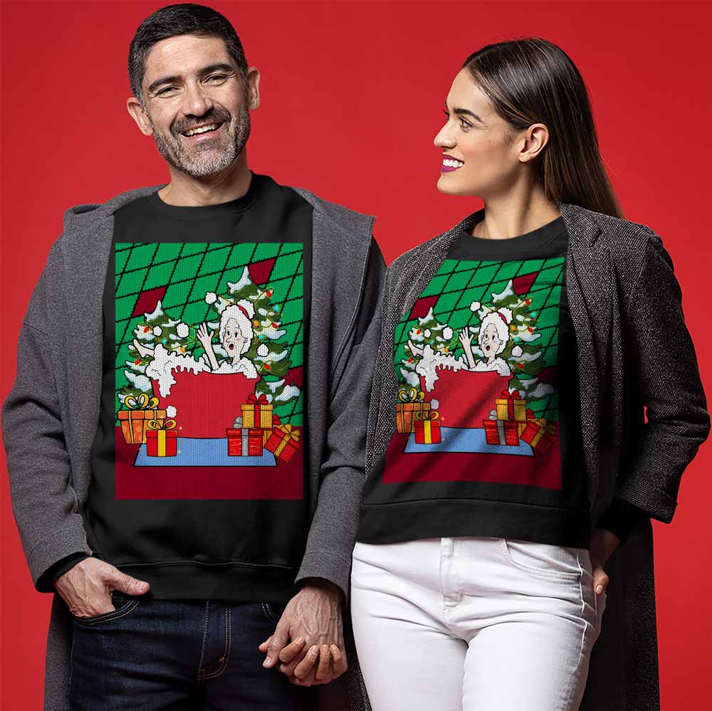 Funny Santa Lady Bathing Christmas Sweater