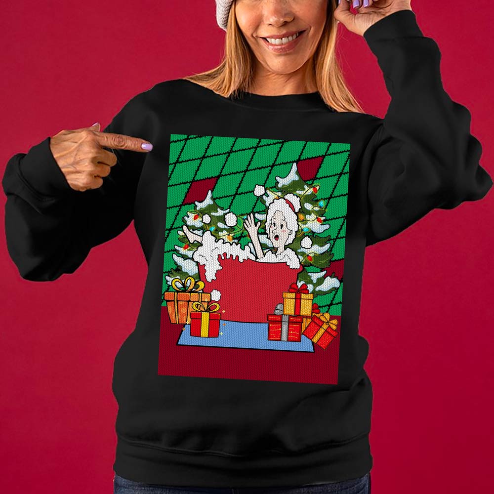 Funny Santa Lady Bathing Christmas Sweater Women