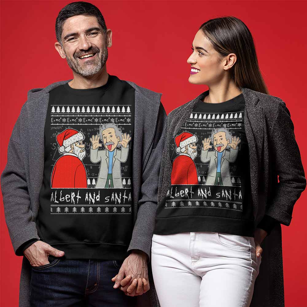 Santa And Albert Einstein Ugly Christmas Sweater