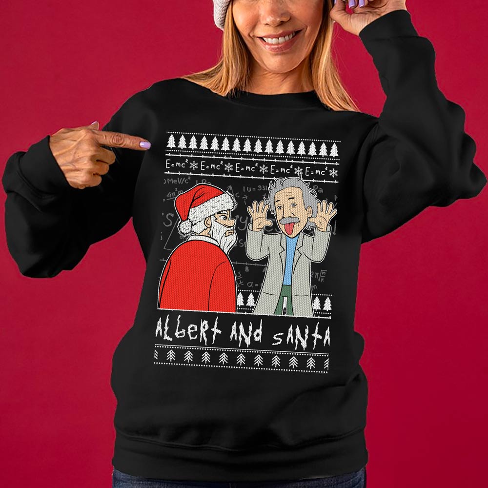Santa And Albert Einstein Women's Ugly Christmas Sweater