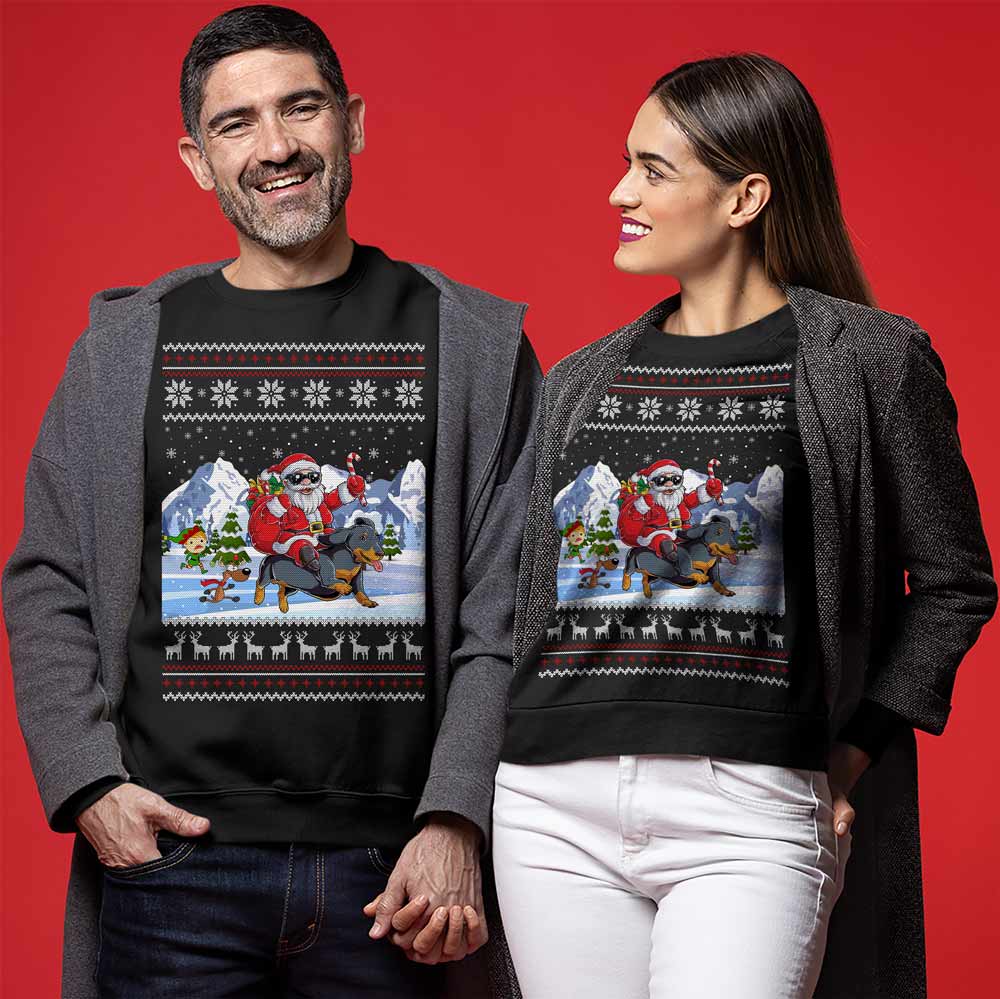 Santa Riding Dachshund Ugly Sweater
