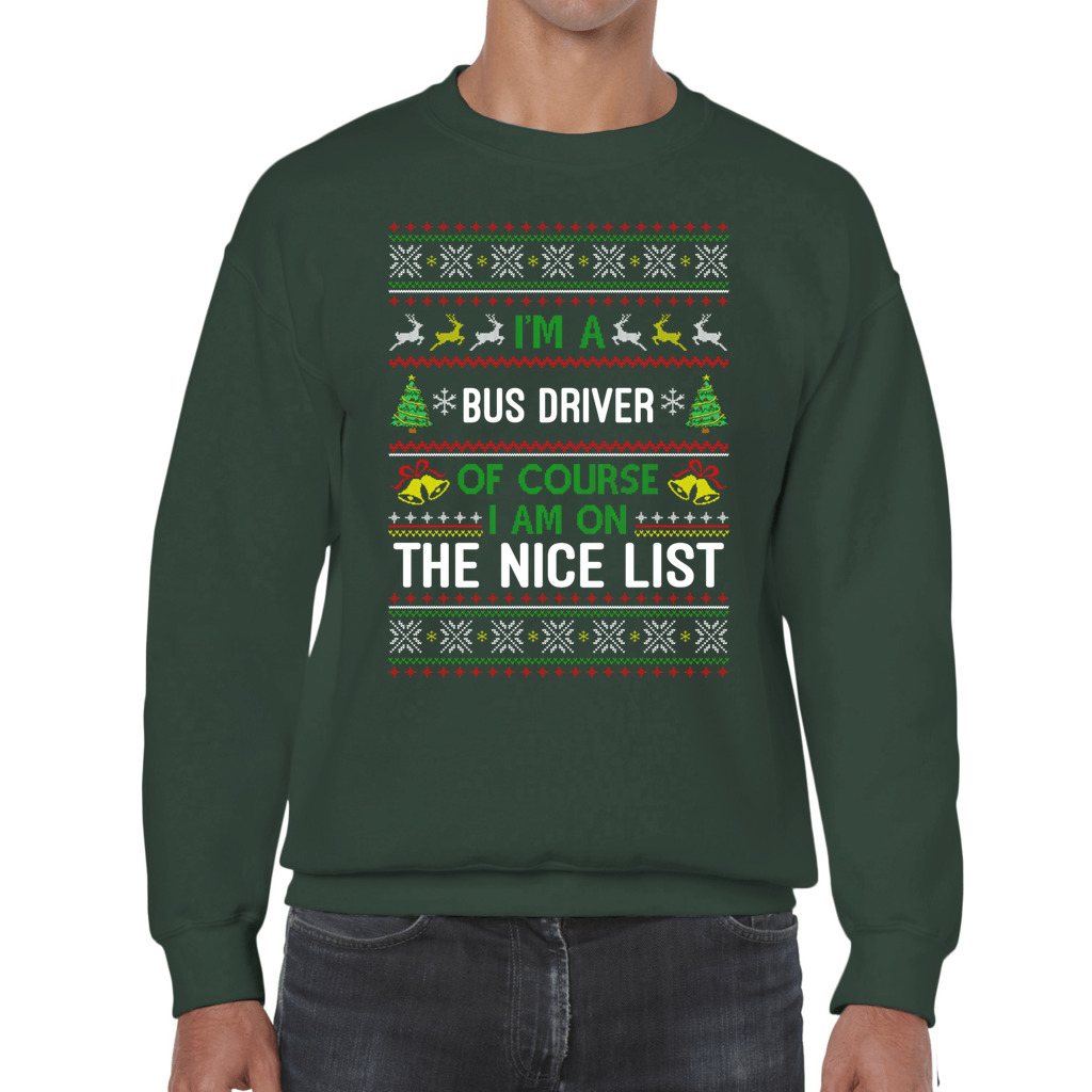 Bus Driver On The Nice List Christmas Sweater Women - Image 7