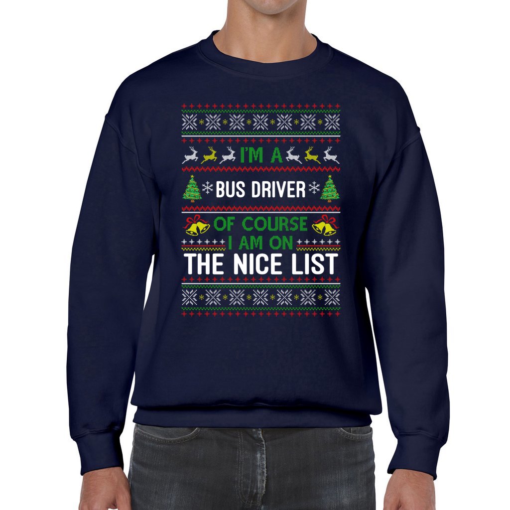 Bus Driver On The Nice List Christmas Sweater Women - Image 5