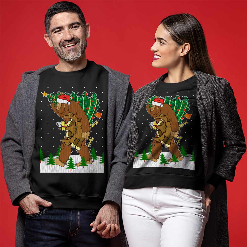 Bigfoot Stole Thanksgiving Ugly Christmas Sweater