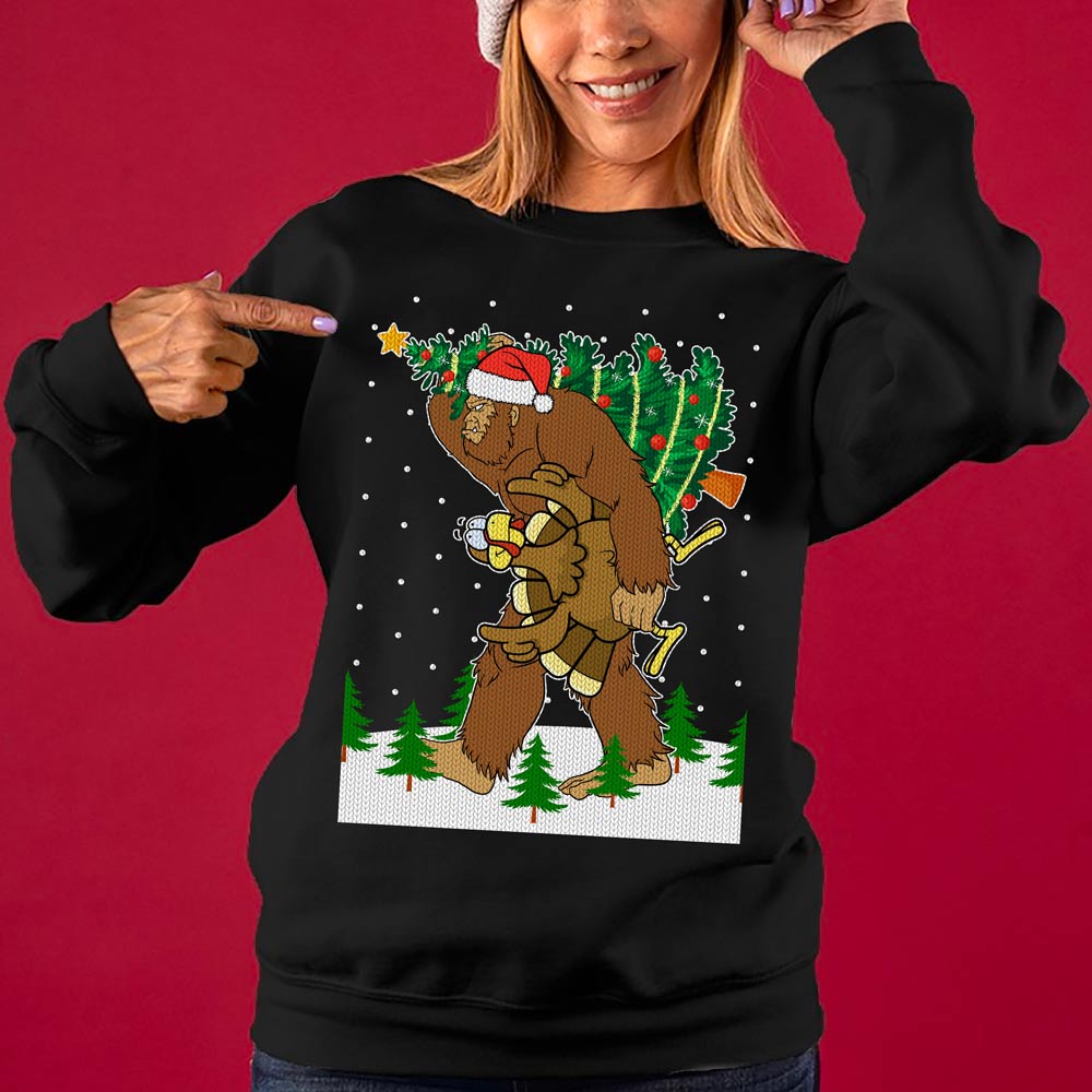 Bigfoot Stole Thanksgiving Women's Ugly Christmas Sweater