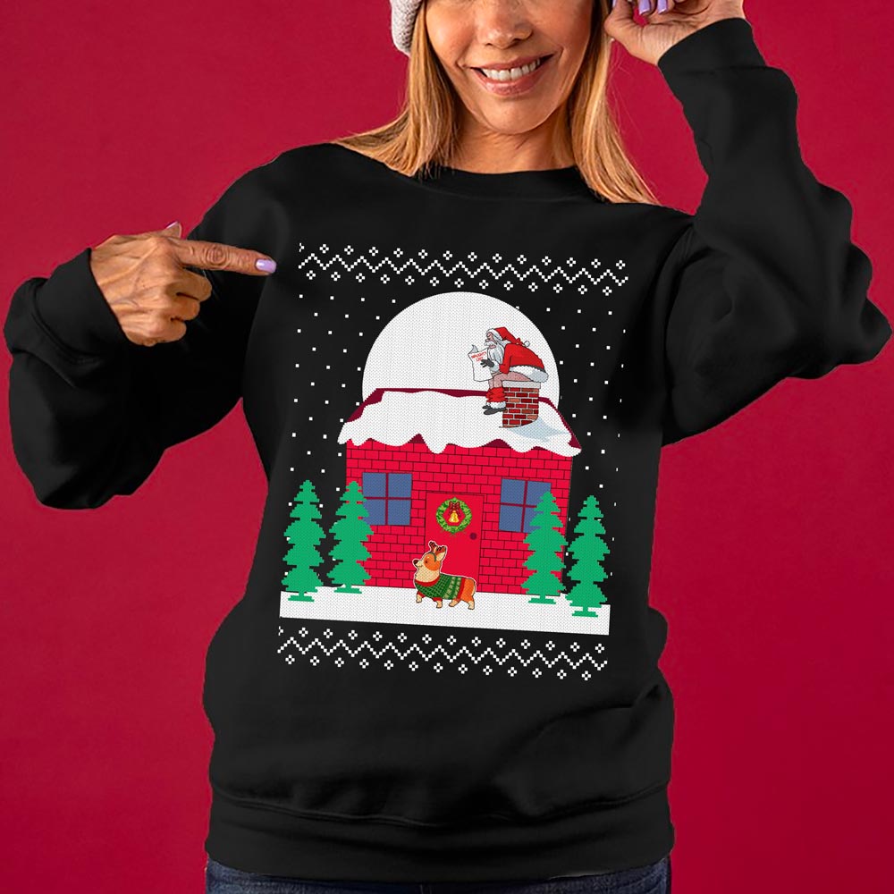 Corgi Christmas Sweater Women