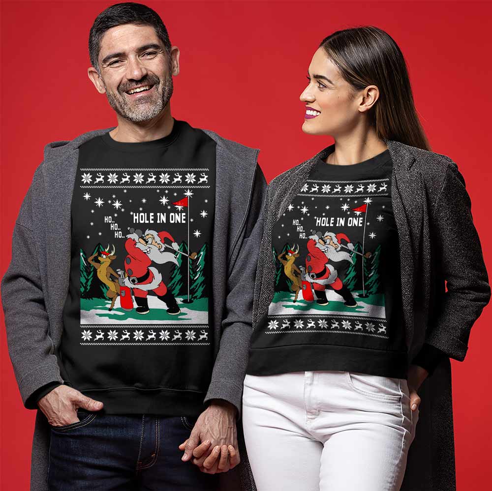 Santa Playing Golf Ugly Christmas Sweater