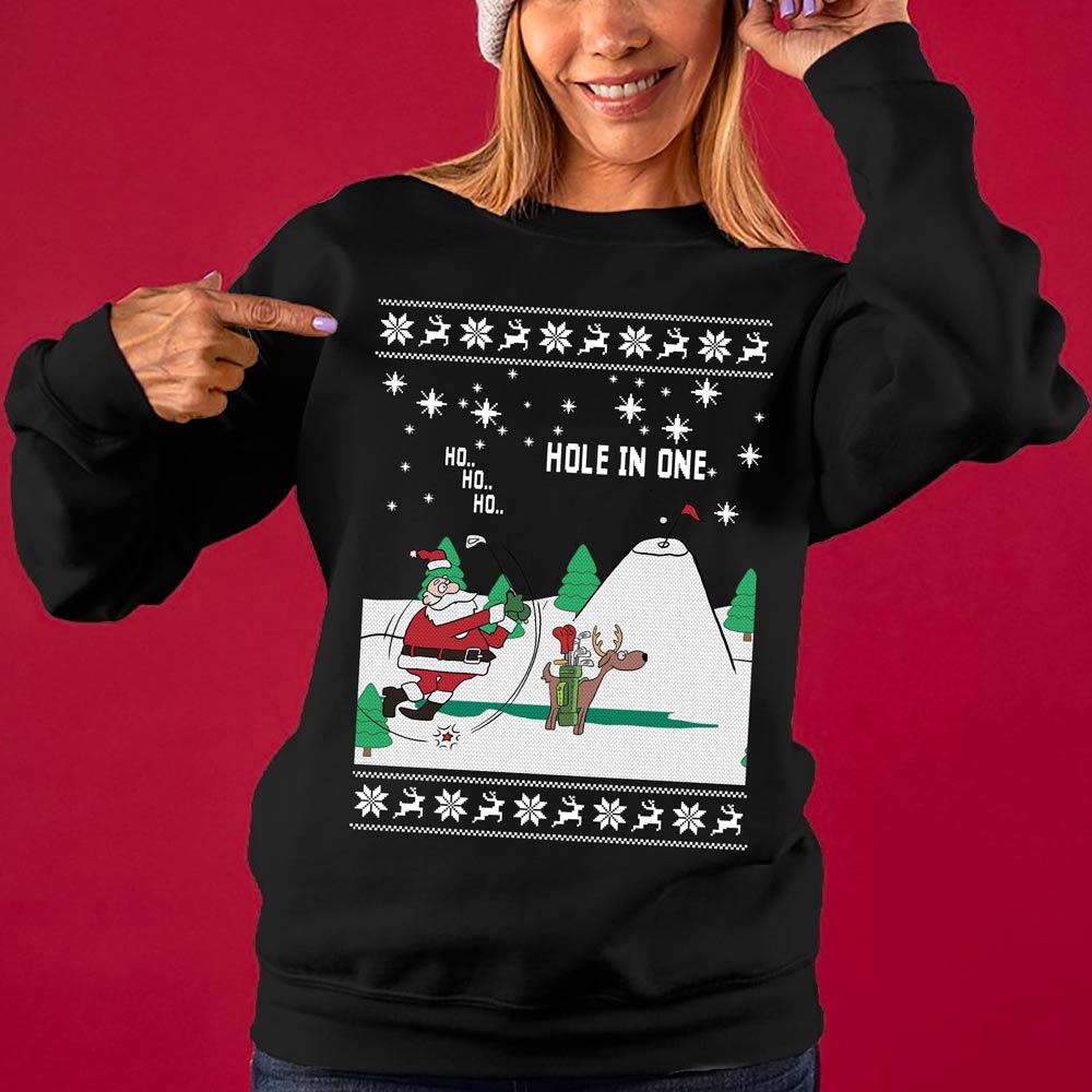 North Pole Santa Playing Golf Women's Ugly Christmas Sweater