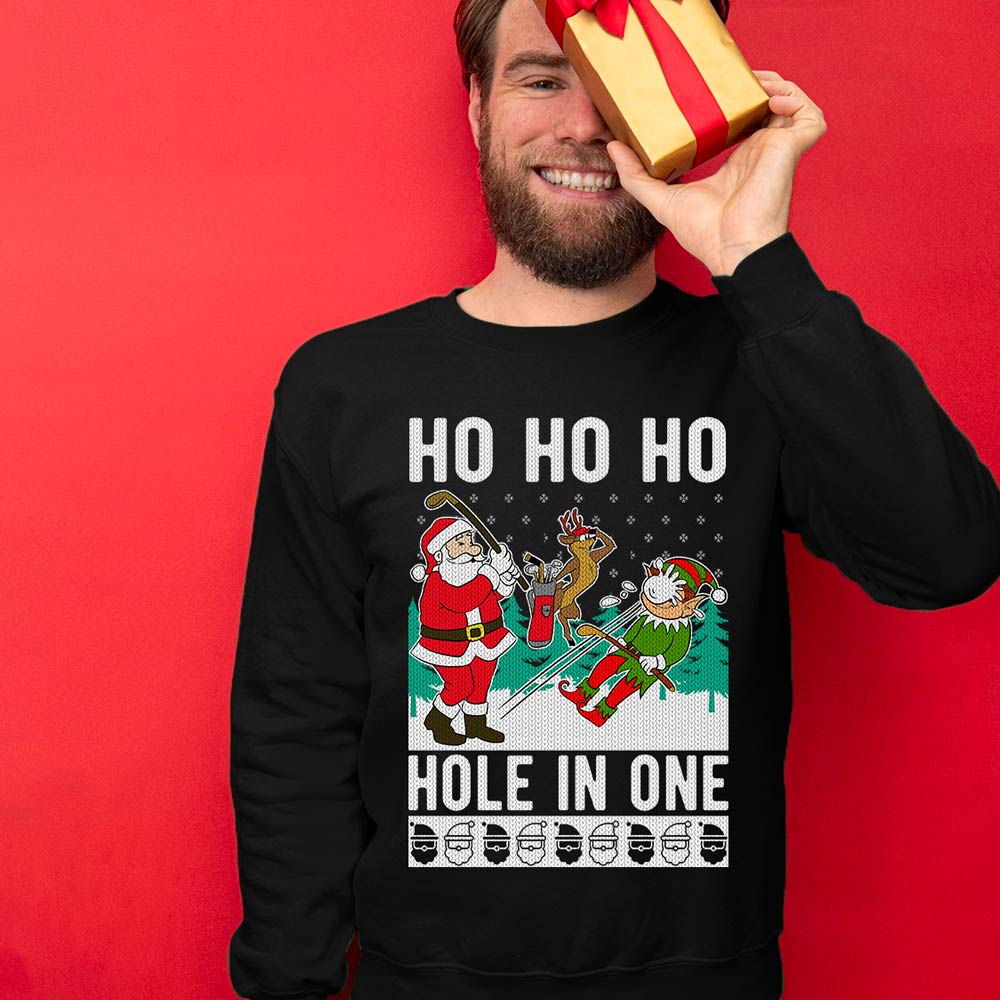 Hole In One Santa Golf Men's Ugly Sweater
