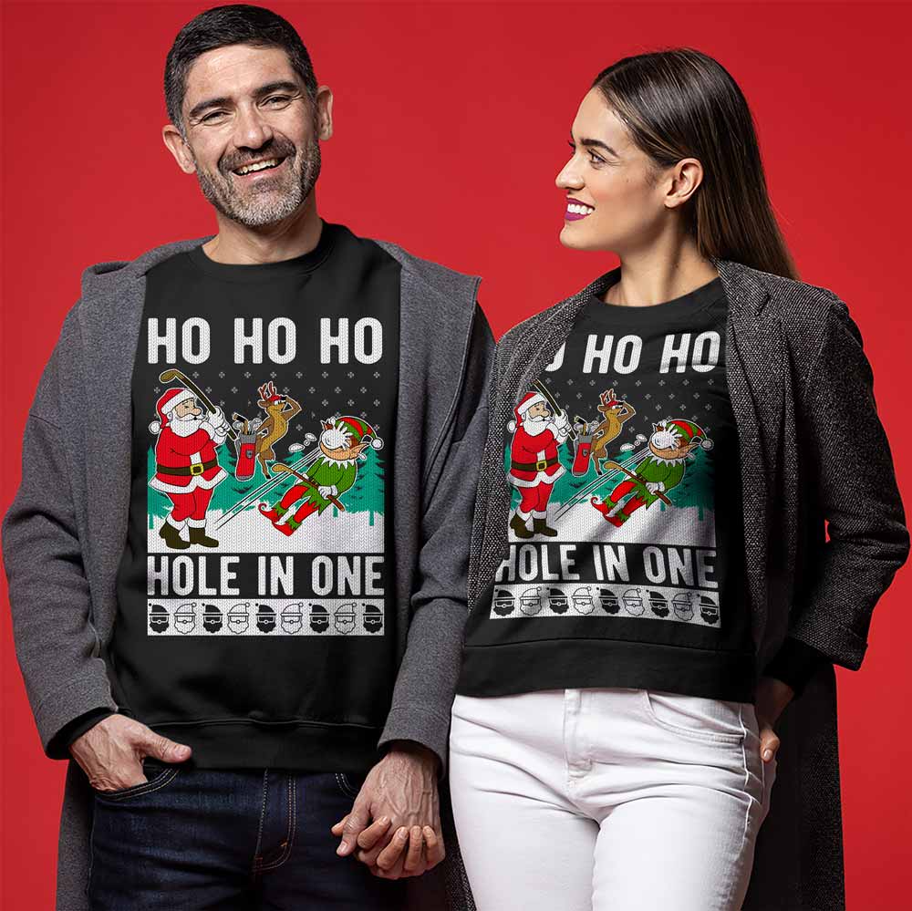 Hole In One Santa Golf Ugly Sweater