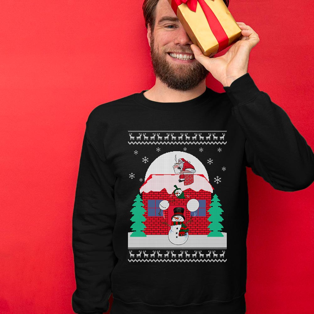 Funny Snowman Naughty Santa Men's Ugly Christmas Sweater