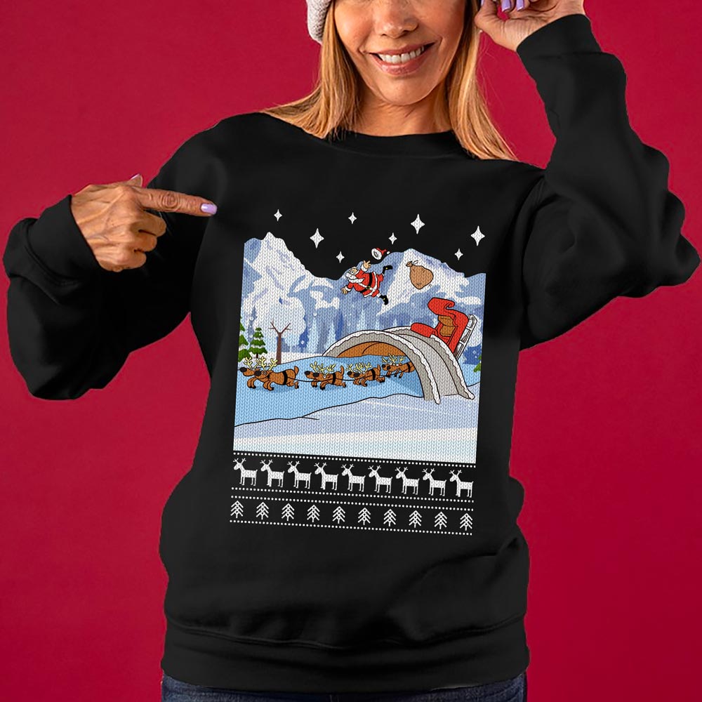 Funny Santa Sleigh Women's Ugly Christmas Sweater