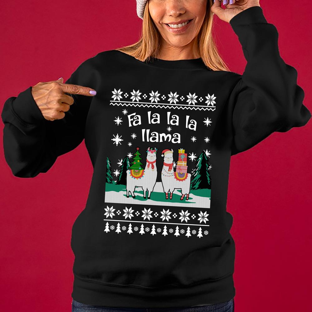 Llama Christmas Sweater Women