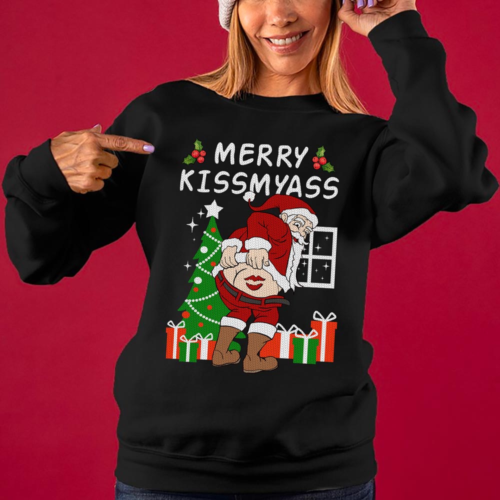 Merry Kissmyass Christmas Sweater Woman
