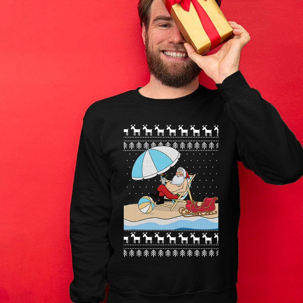 Santa On The Beach Christmas Sweater Men