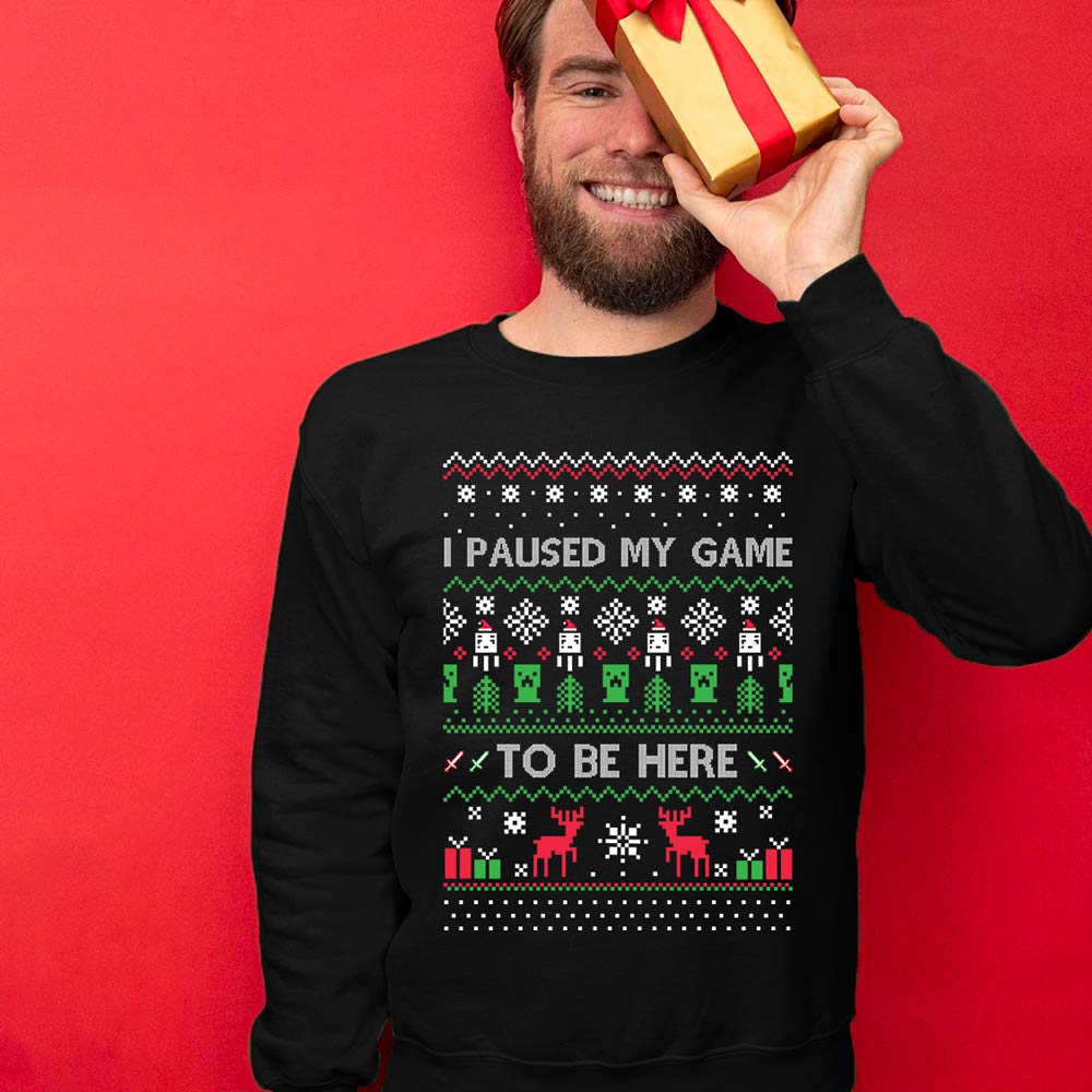I Paused My Game To Be Here Men's Ugly Christmas Sweater