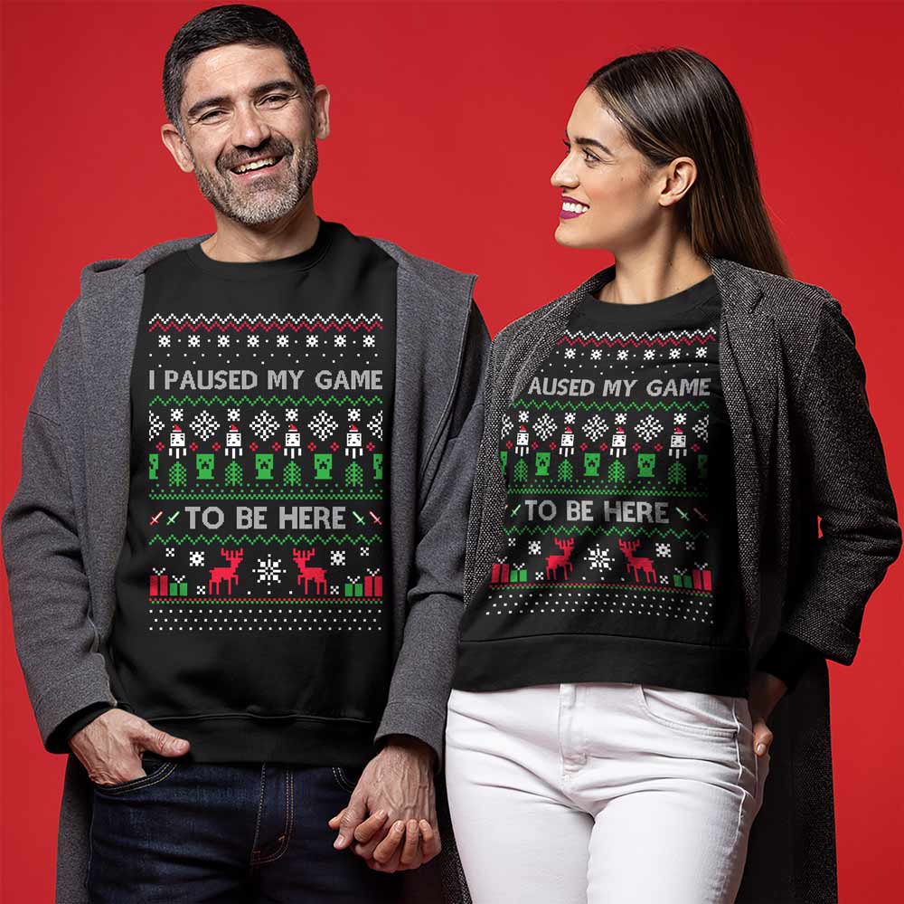 I Paused My Game To Be Here Funny Ugly Christmas Sweater