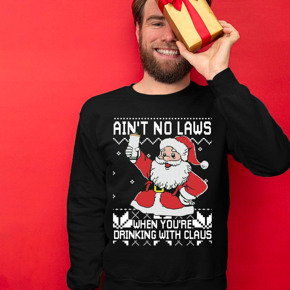 Drinking With Claus Men's Ugly Christmas Sweater