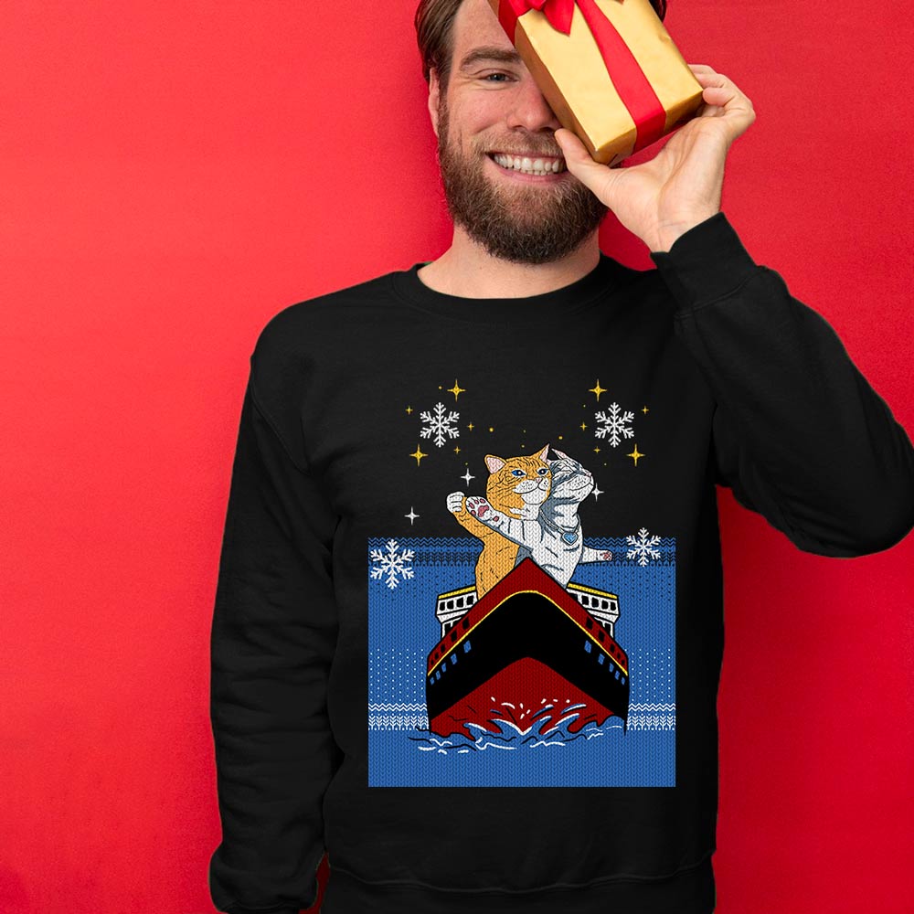 Gatos Titanic Men's Ugly Christmas Sweater