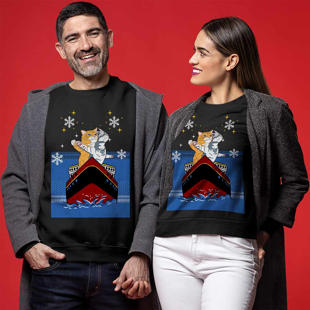 Gatos Titanic Ugly Christmas Sweater