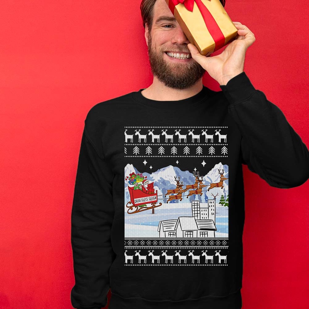 Driverless Sleigh Santa Men's Ugly Christmas Sweater