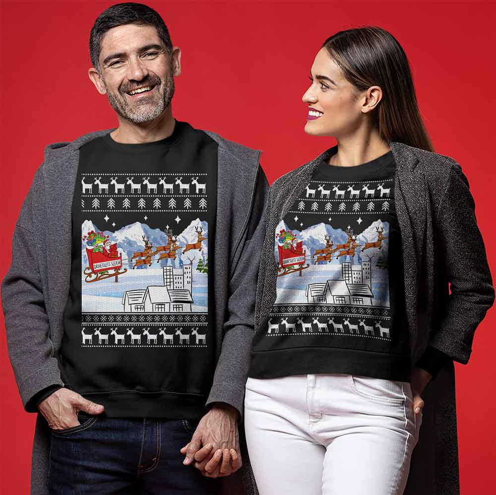 Driverless Sleigh Santa Ugly Christmas Sweater
