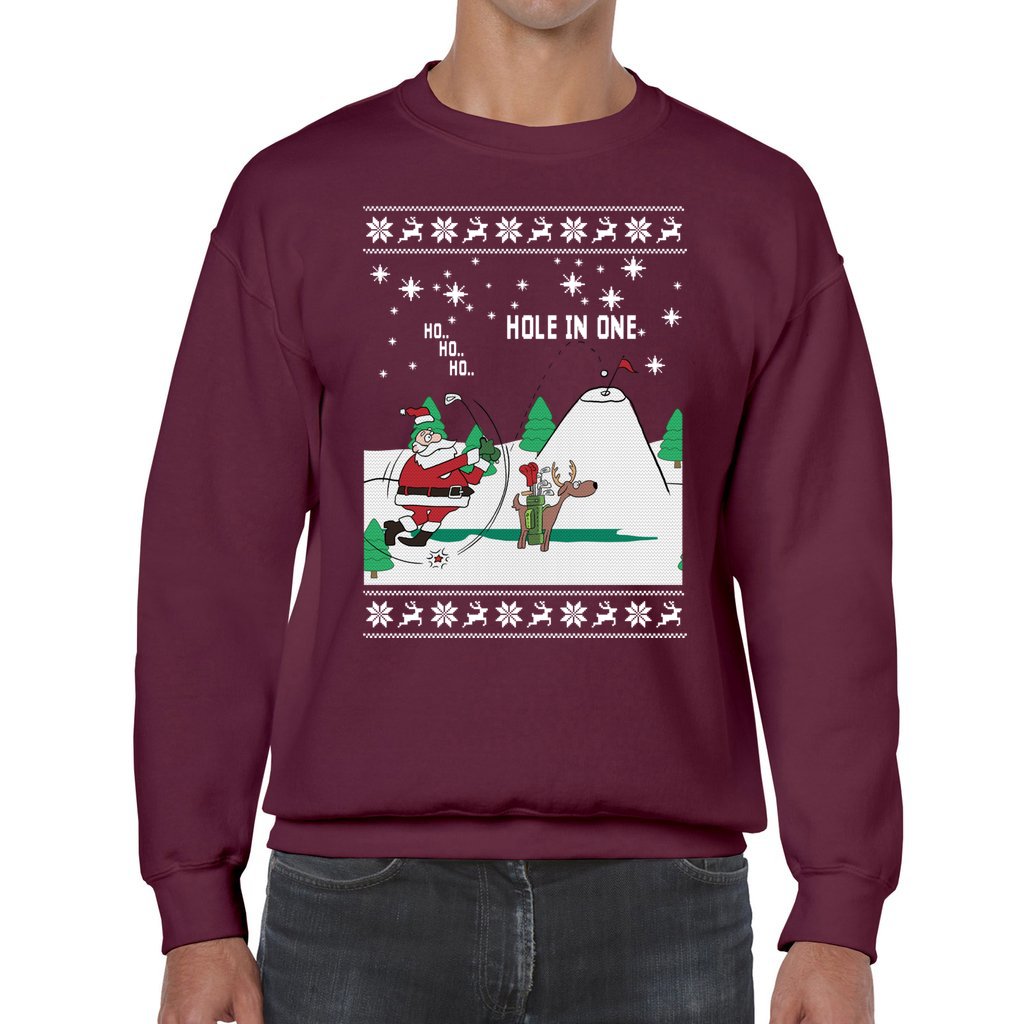 North Pole Santa Playing Golf Ugly Christmas Sweater - Image 8