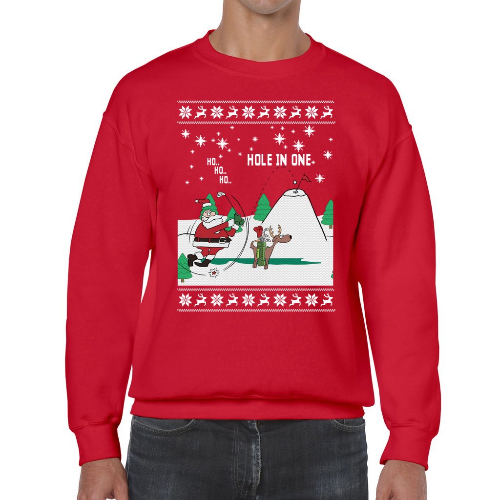 North Pole Santa Playing Golf Ugly Christmas Sweater - Image 4