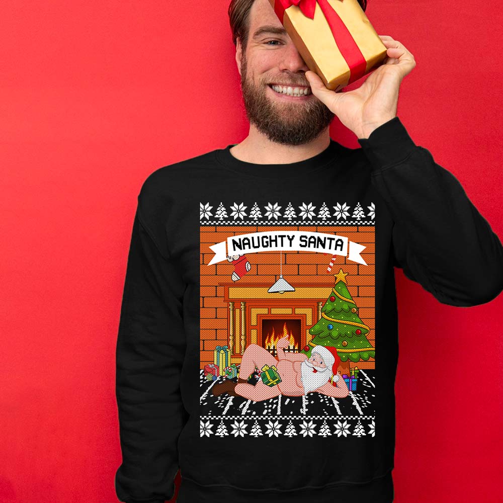 Naughty Santa Funny Men's Ugly Christmas Sweater