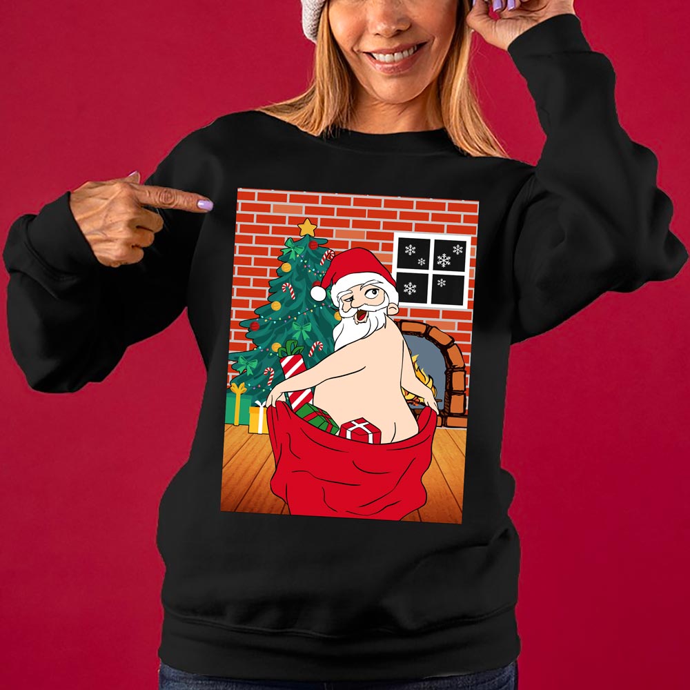 Women's Ugly Christmas Sweater Naughty Santa