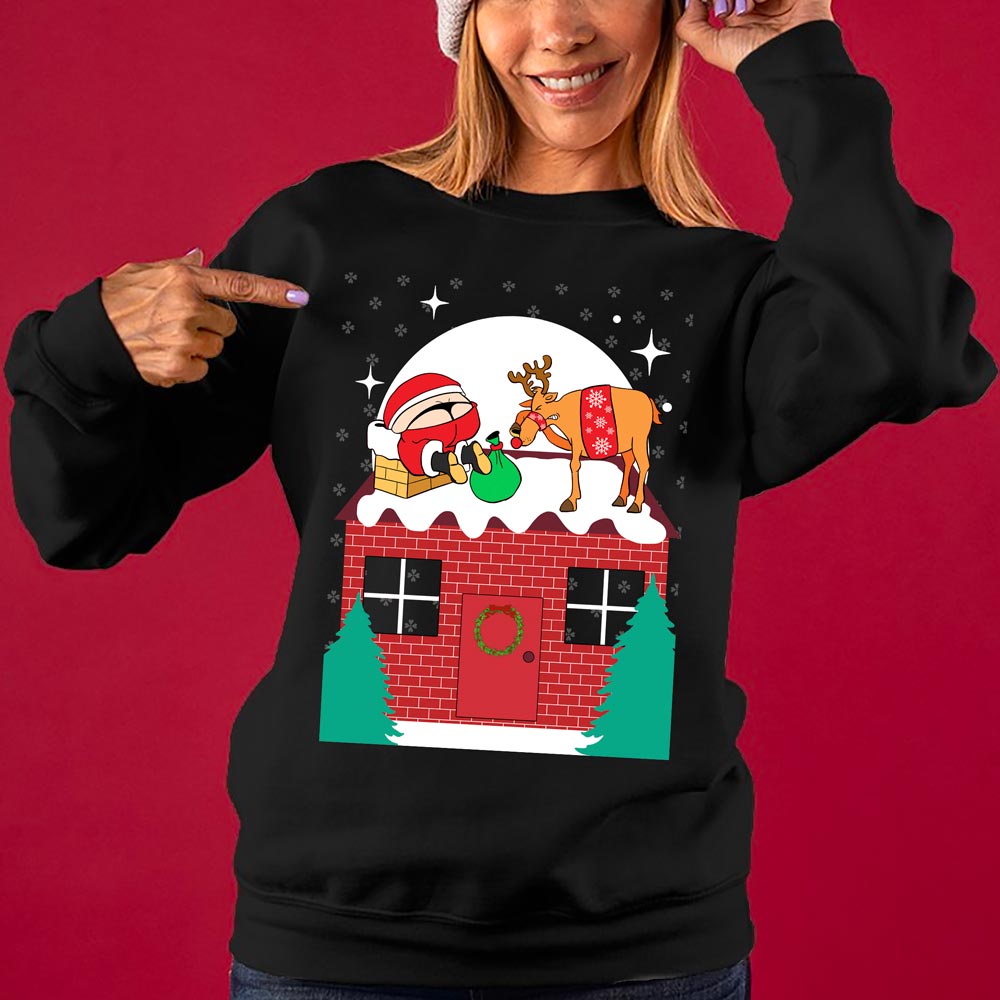 Funny Santa Reindeer Women's Ugly Christmas Sweater