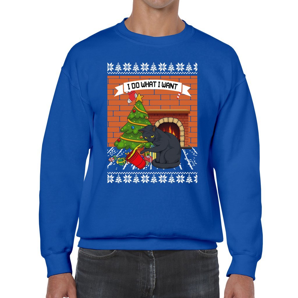 Mischievous Black Cat Ugly Christmas Sweater - Image 5