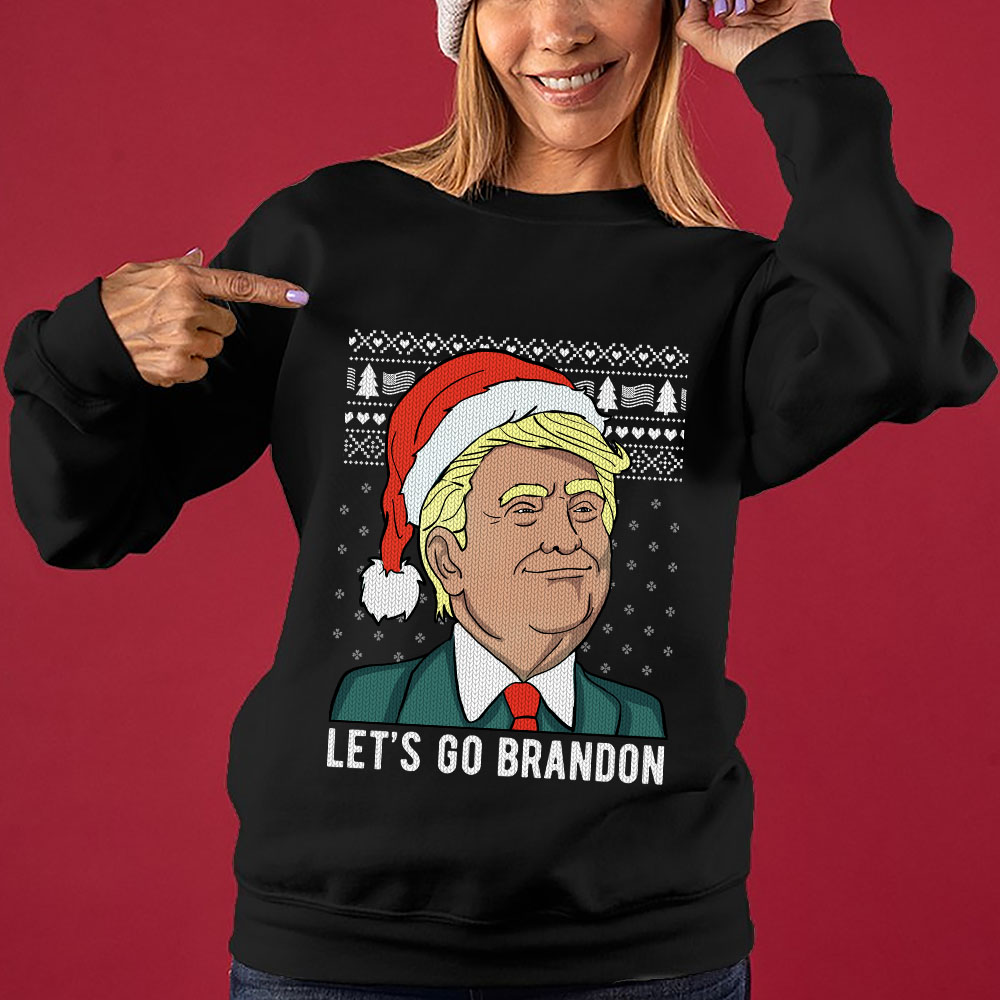 Let's Go Brandon With Trump Ugly Christmas Sweater For Women