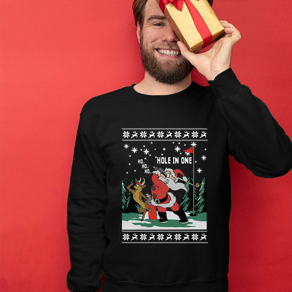 Hole In One Santa Ugly Christmas Sweater For Men