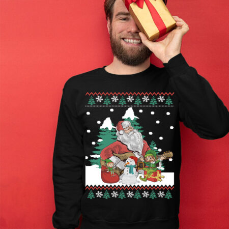 Guitar Santa & Elf Men's Ugly Sweater