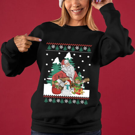 Guitar Santa & Elf Women's Ugly Sweater