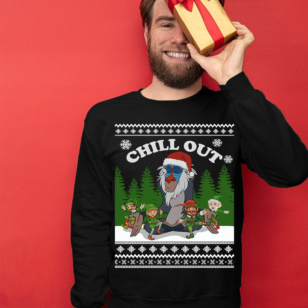 Lion King Rafiki Chill Out Ugly Christmas Sweater - Image 2