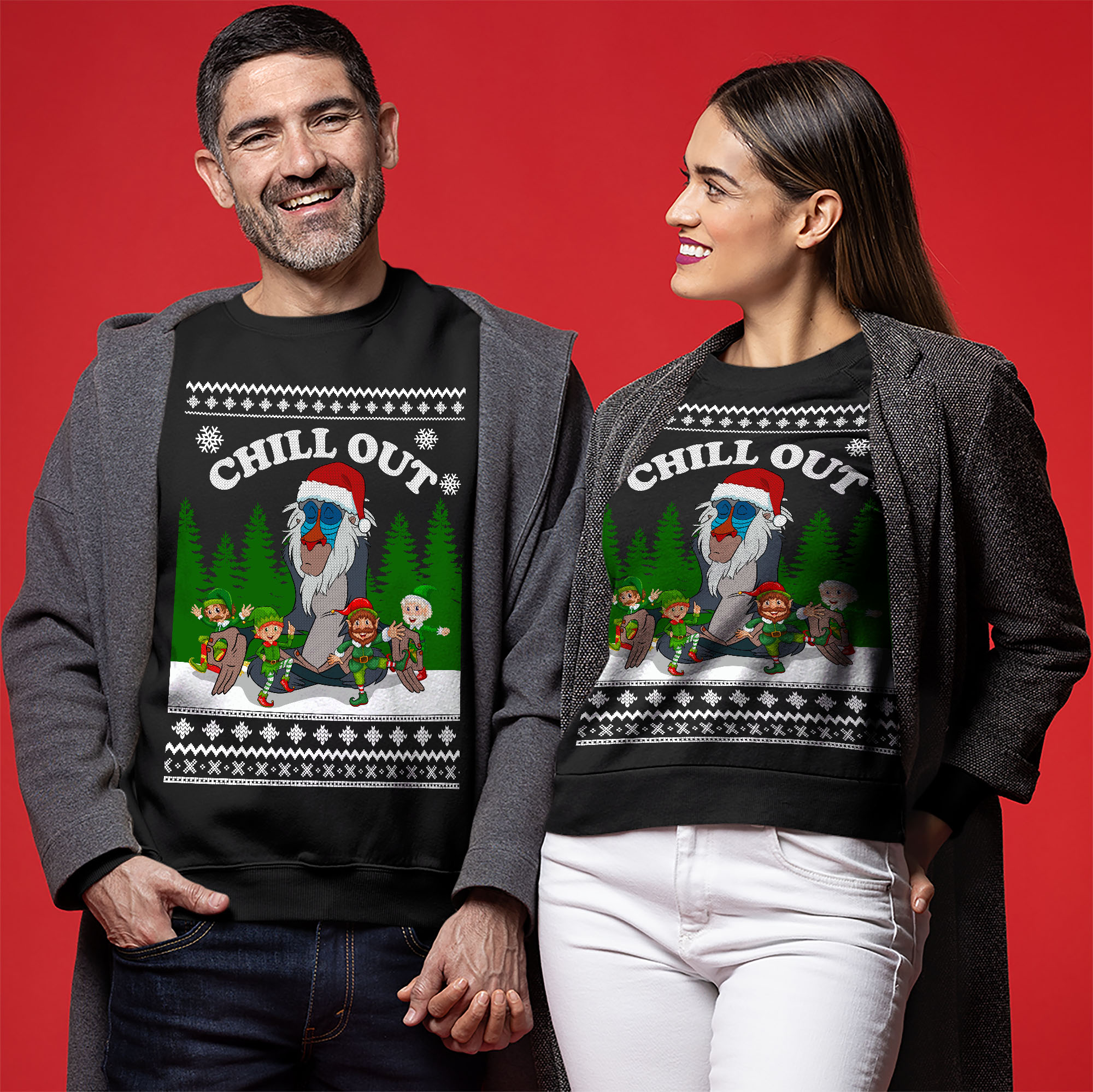 Lion King Rafiki Chill Out Ugly Christmas Sweater